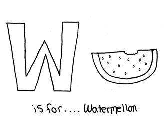 Letter W watermellon coloring page